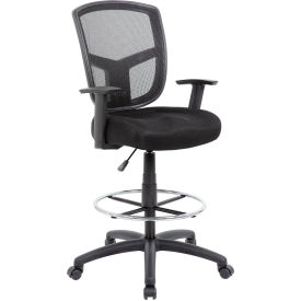 Boss Office Products B16021 Boss Contract Mesh Drafting Stool - Black image.