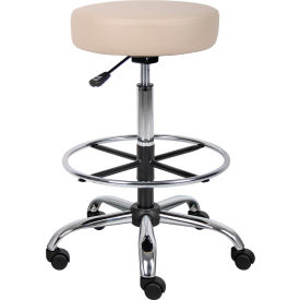 Boss Office Products B16240-BG Boss Medical Stool with Footring - Vinyl - Beige image.