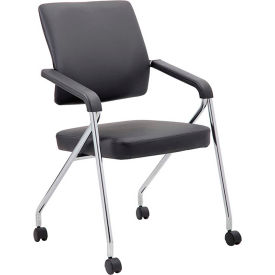 Boss Office Products B1800-CP-2 Boss Training Chair with Arms -Vinyl - Black - Set of 2 image.