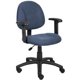 Boss Office Products B316-BE Boss Deluxe Posture Chair with Adjustable Arms Blue image.