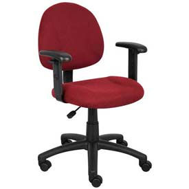 Boss Office Products B316-BY Boss Deluxe Posture Chair with Adjustable Arms Burgundy image.