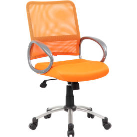 Boss Mesh Back Office Chair with Arms - Fabric - Mid Back - Orange