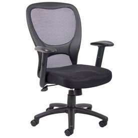 Global Industrial B251196 Interion® Mesh Office Chair With 25"H High Back & Adjustable Arms, Fabric, Black image.