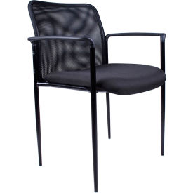 Boss Reception Guest Chair with Arms - Mesh- Black