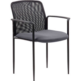 Boss Office Products B6909-GY Boss Stackable Mesh Guest Chair - Gray image.