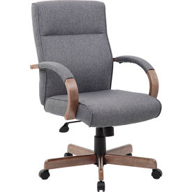 Boss Office Products B696DW-SG Boss Modern Executive Conference Chair - Linen - Gray image.
