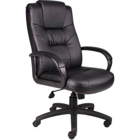 NORSTAR OFFICE PRODUCTS - SHANGHAI B7501 Boss Executive Office Chair with Arms - Synthetic Leather - High Back - Black image.