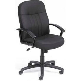 NORSTAR OFFICE PRODUCTS - SHANGHAI B8306-BK Boss Managers Office Chair with Arms - Fabric - Mid Back - Black image.