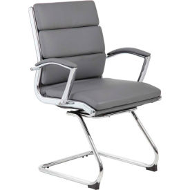 Boss Office Products B9479-GY Boss Executive Guest Chair with Metal Chrome Finish - Gray image.