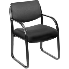 Boss Office Products B9521-BK Boss Reception Guest Chair with Arms - Fabric - Black image.
