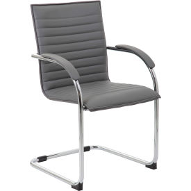 Boss Office Products B9536-GY-2 Boss Side Chair - Vinyl - Gray - Pack of 2 image.