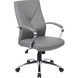 Boss Office Products B10101-GY Boss LeatherPlus Executive Chair, Gray image.