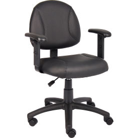Boss Office Products B306 Boss Office Chair with Arms - Leather - Mid Back - Black image.