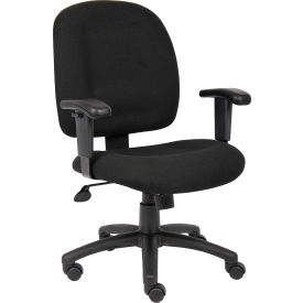 Boss Office Products B495-BK Boss Ergonomic Task Chair with Arms - Fabric - Mid Back - Black image.