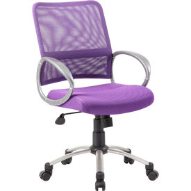 Boss Office Products B6416-PR Boss Mesh Back Office Chair with Arms - Fabric - Mid Back - Purple image.