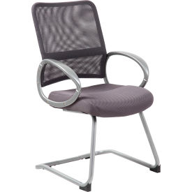 Boss Office Products B6419-CG Boss Mesh Back Guest Chair with Arms - Fabric - Mid Back - Charcoal image.