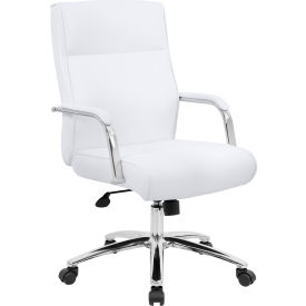 Boss Office Products B696C-WT Boss Modern Executive Vinyl Conference Chair - White image.