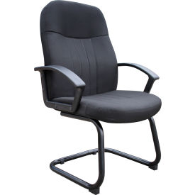 Boss Office Products B8309-BK Boss Reception Guest Chair with Arms - Fabric - Mid Back - Black image.