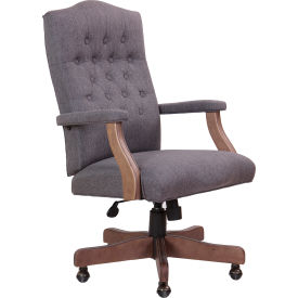 Boss Office Products B905DW-SG Boss Classic Slate Gray Linen Chair w/ Driftwood Finish image.