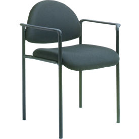 Boss Office Products B9501-BK Boss Stacking Guest Chair with Arms - Fabric - Low Back - Black image.