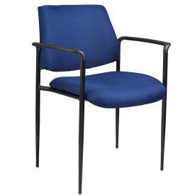 Boss Office Products B9503-BE Boss Stacking Guest Chair with Arms - Fabric - Mid Back - Blue image.