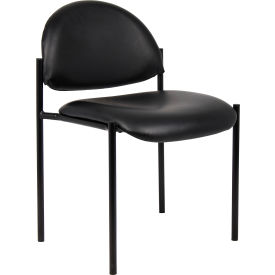 Boss Office Products B9505-CS Boss Stacking Guest Chair - Vinyl - Low Back - Black image.