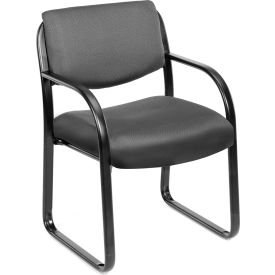 Boss Office Products B9521-GY Boss Reception Guest Chair with Lumbar Support - Fabric - Mid Back - Gray image.
