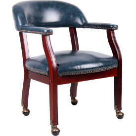 Boss Ivy League Executive Captain's Chair with Casters - Vinyl - Blue