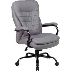 Boss Office Products B991-GY Boss Big and Tall Office Chair with Arms and Pillow Top - Vinyl - High Back - Gray image.