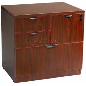 Boss Office Products N114-M Boss Combo Lateral File 31W" x 22D", Mahogany image.