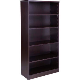Boss Office Products N158-MOC Boss 5-Shelf Bookcase, 31"W x 14"D x 65-1/2"H, Mocha image.