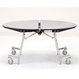 National Public Seating MT48R-MDPECRGY NPS® 48" Round Mobile Cafeteria Table, Gray Top/Chrome Frame image.