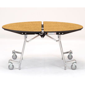 National Public Seating MT60R-MDPECROK NPS® 60" Round Mobile Cafeteria Table, Oak Top/Chrome Frame image.