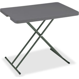 Global Industrial B2241292 Interion® Adjustable Height Plastic Folding Table, 20" x 30", Charcoal image.