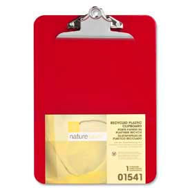 Nature Saver 1541 Nature Saver® Recycled Plastic Clipboard, 9" x 12-1/2", Red image.