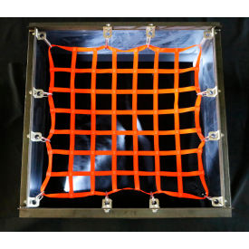 National Tool Grinding, Inc HNCSSN22-B US Netting 2 x 2 Hatch Net, High Vis Orange Webbing, Free Placement Stainless Brackets, Snap Hooks image.