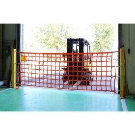 National Tool Grinding, Inc OHIG410-P US Netting 4x 10 In-Ground Post Mounted Safety Barrier Net Kit, Orange Net, Yellow Posts image.