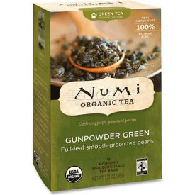 Numi Organic Tea NUM10109 Numi® Organic Tea Green Tea, Gunpowder Green, Single Cup Bags, 18/Box image.