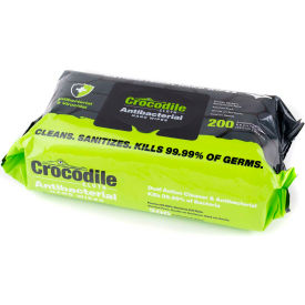 NUVIK USA INC 6102*****##* Crocodile Cloth® Antibacterial Sanitizer Hand Wipes, 7.9" x 8.7" Wipes, 200 Wipes/Pouch - 6102 image.