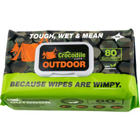 NUVIK USA INC 6610-080 Crocodile Cloth® Biodegradable Outdoor Cleaning Cloth Wipes, 80 Wipes/Pack image.