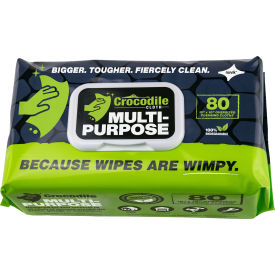 Crocodile Cloth Biodegradable Multipurpose Cleaning Cloth Wipes, 80 Wipes/Pack - Pkg Qty 8