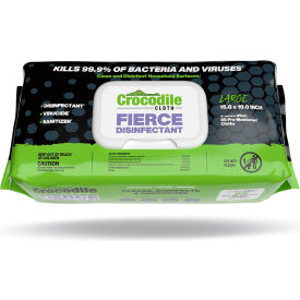 Crocodile Cloth® FIERCE Disinfecting Wipes Lemon Eucalyptus Scent 80 Wipes/Pack 8 Packs/Case 