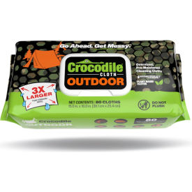 Crocodile Cloth® 100 Plant-Based Cloth Outdoor Cleaning Cloth Wipes 80 Wipes/Pack