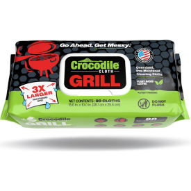 Crocodile Cloth® 100 Plant-Based Cloth Grill Cleaning Cloth Wipes 80 Wipes/Pack