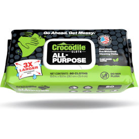 Crocodile Cloth® 100 Plant-Based Cloth All-Purpose Cleaning Cloth Wipes 80 Wipes/Pack