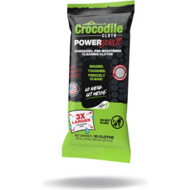 Crocodile Cloth® PowerSCRUB Dual Surface Heavy Duty Wipes 15" x 10" White 10 Wipes/Pack 