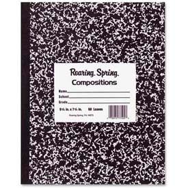 Roaring Springs 77505 Roaring Spring® Flex Cover Comp Book, 8" x 10", Wide Ruled, Black Mable, 60 Sheets/Pad image.