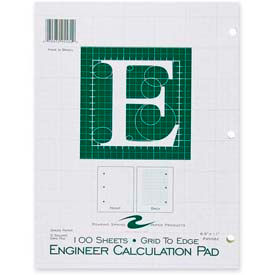 Roaring Spring® Engineering Calculation Pad 8-1/2"" x 11"" Quad Ruled Green 100 Sheets/Pad