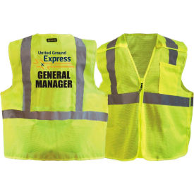 5X Recycled Class 2 Mesh Breakaway W/United Ground Express Logo & ""General Manager"" Hi-Viz Yellow