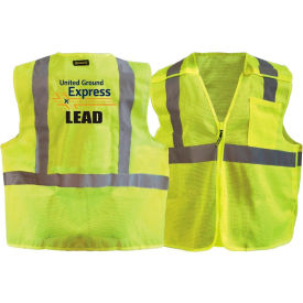 2X Recycled Class 2 Mesh Breakaway W/United Ground Express Logo & "Lead" Hi-Viz Yellow 